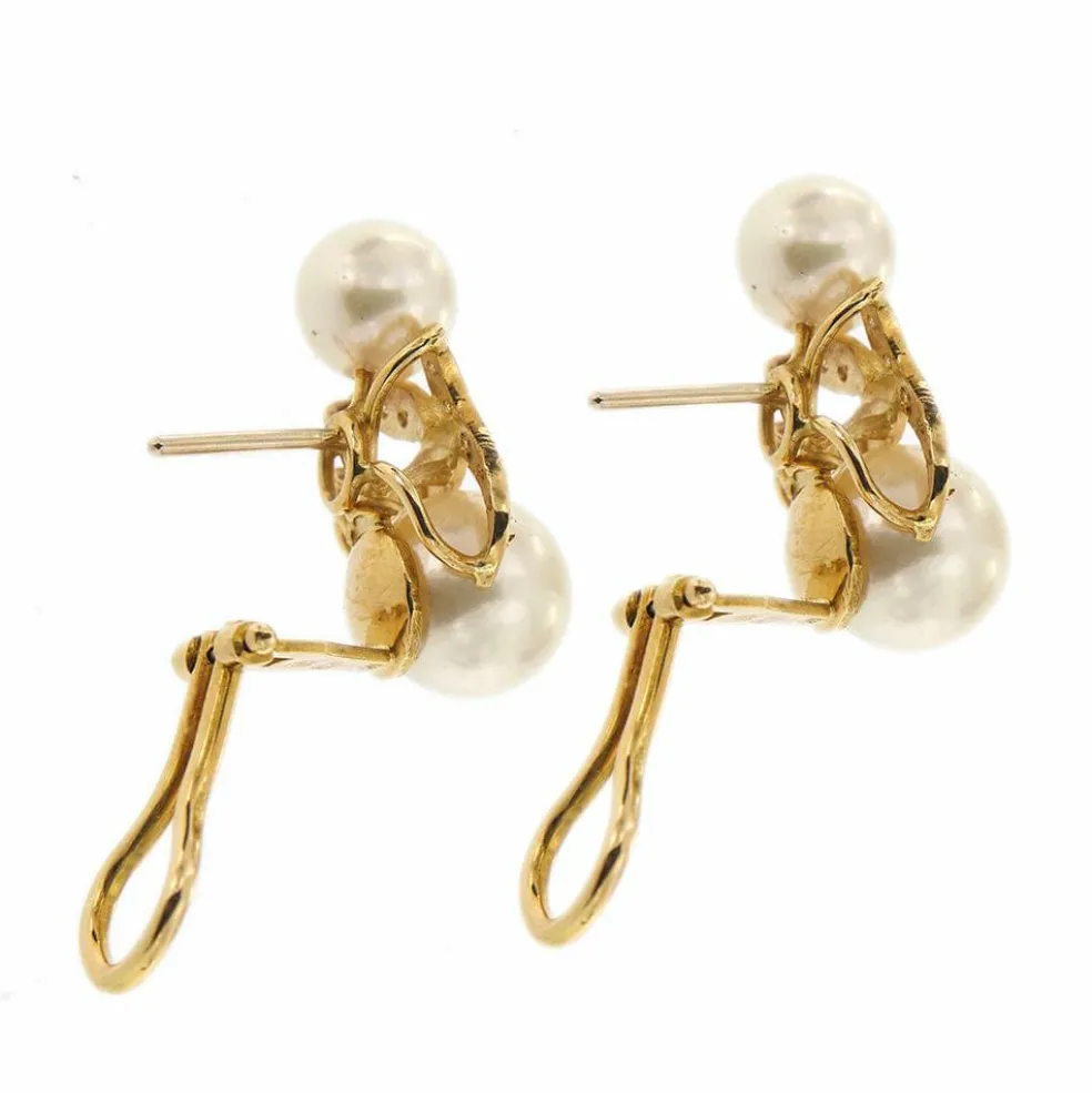 Boucles d'oreilles perles et diamants