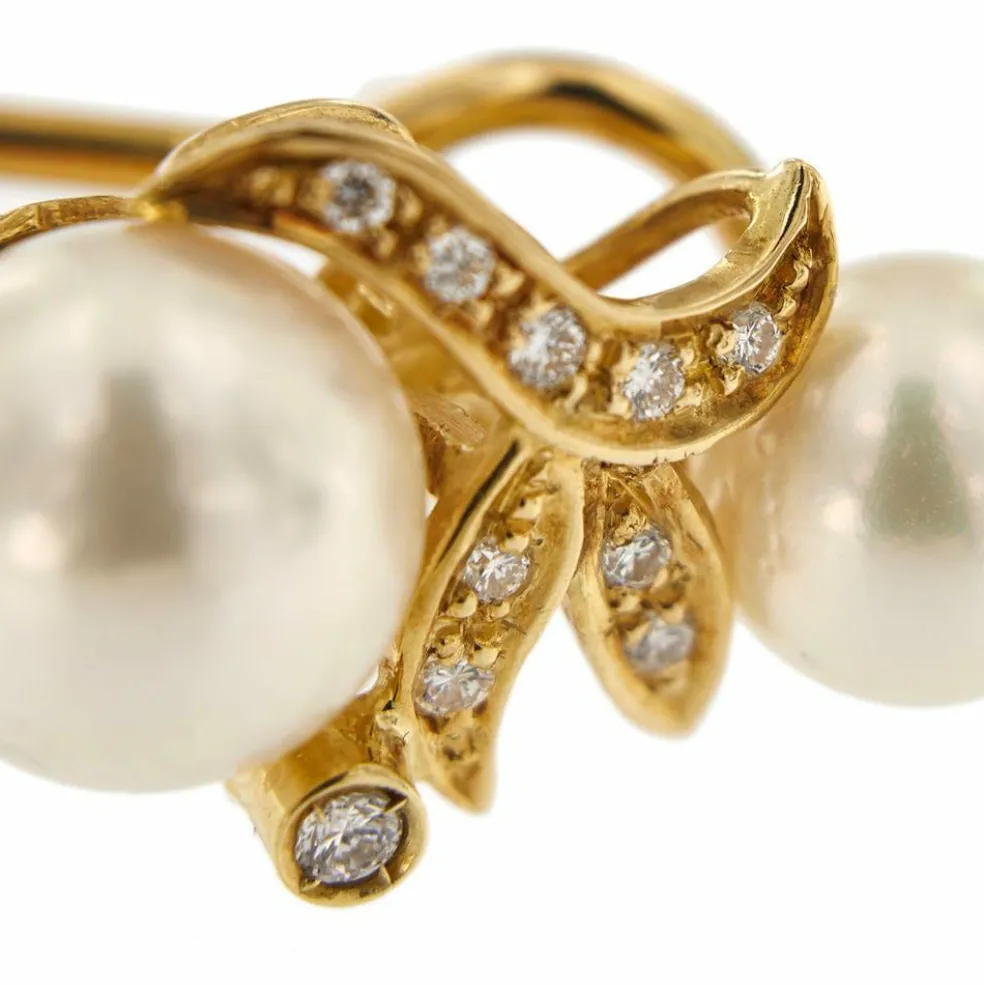 Boucles d'oreilles perles et diamants
