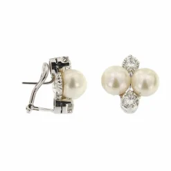 Boucles d'oreilles perles et diamants