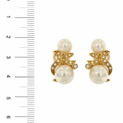 Boucles d'oreilles perles et diamants