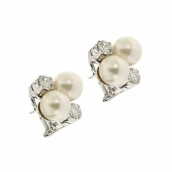 Boucles d'oreilles perles et diamants