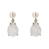 Boucles d'oreilles pierres de lune et perles de culture