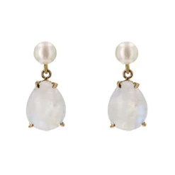 Boucles d'oreilles pierres de lune et perles de culture