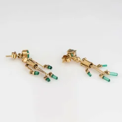 Boucles d'oreilles Pinocchio Emeraude Articulées Or Jaune