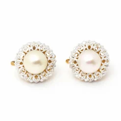 Boucles d'oreilles PLATIN avec perles et diamants