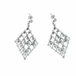 Boucles d’oreilles platine diamants perles
