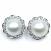 Boucles d'oreilles Platine Perles Diamants