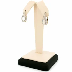 Boucles d'oreilles Platine Or grappe de Diamants et Pierre de Lune