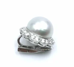 Boucles d'oreilles Platine Perles Diamants