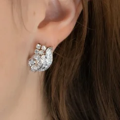 Boucles d'oreilles platine diamants