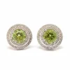 Boucles d'oreilles péridots diamants or blanc