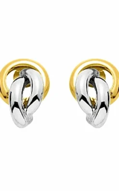 Boucles d’oreilles puces bicolores or 18 carats