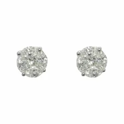 Boucles d'oreilles puces diamants or blanc
