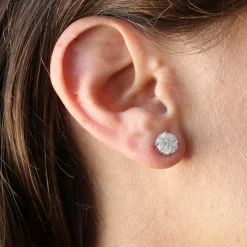 Boucles d'oreilles puces diamants or blanc