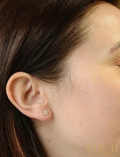 Boucles d'Oreilles Puces Diamants Or Jaune