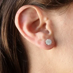 Boucles d'oreilles puces diamants 0.54 carat et or blanc