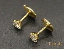 Boucles d'Oreilles Puces Diamants Or Jaune
