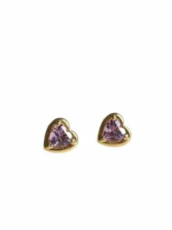 Boucles d’oreilles puces en or jaune en forme de cœur