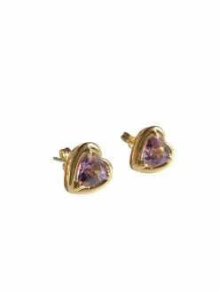 Boucles d’oreilles puces en or jaune en forme de cœur