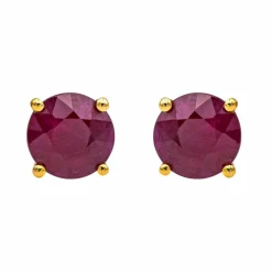 Boucles d'oreilles Puces Or jaune Rubis