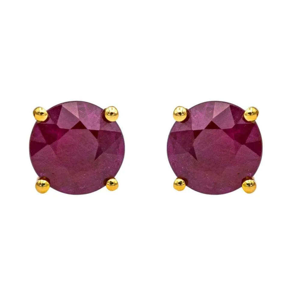Boucles d'oreilles Puces Or jaune Rubis