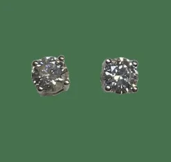 BOUCLES D'OREILLES PUCES OR BLANC DIAMANTS
