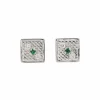 Boucles d'oreilles Puces Or blanc Emeraude, Diamant