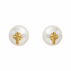 Boucles d'oreilles Puces Or jaune Perle
