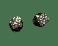 Boucles d'oreilles puces or et diamants