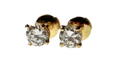 Boucles d'oreilles puces or gris diamants