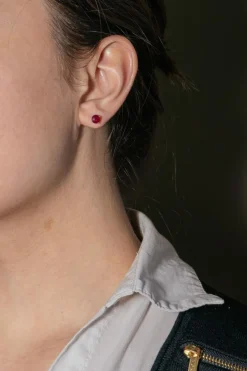 Boucles d'oreilles Puces Or jaune Rubis