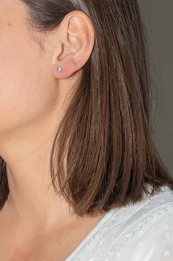 Boucles d'oreilles Puces Or blanc Topaze