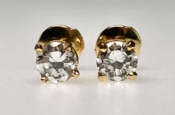 Boucles d'oreilles puces or gris diamants