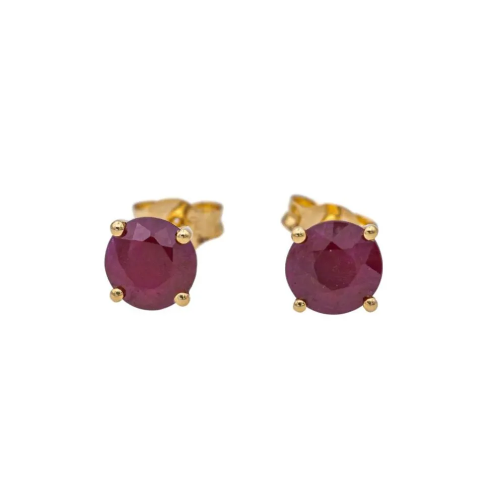Boucles d'oreilles Puces Or jaune Rubis