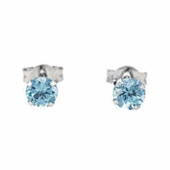 Boucles d'oreilles Puces Or blanc Topaze