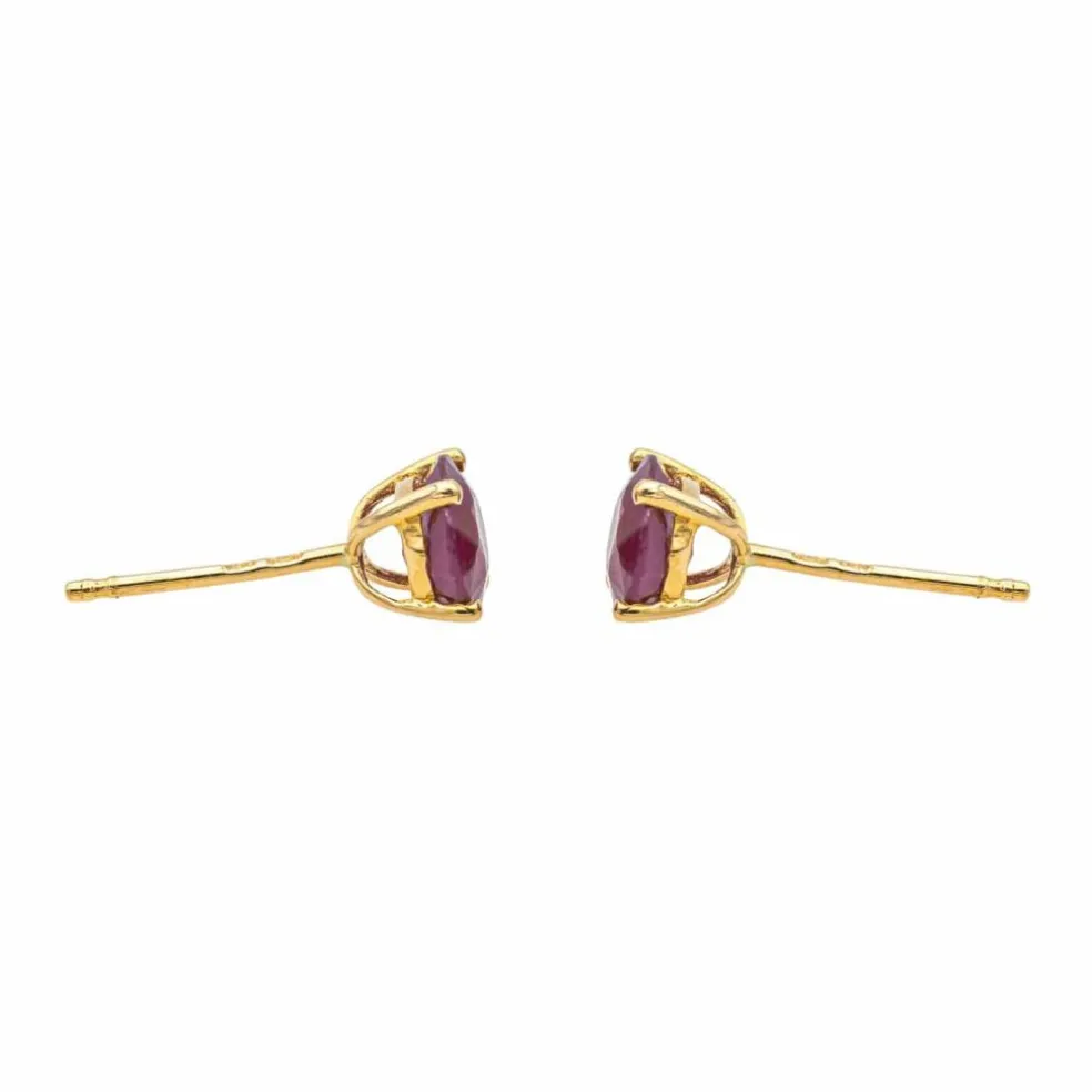 Boucles d'oreilles Puces Or jaune Rubis