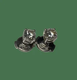 BOUCLES D'OREILLES PUCES OR BLANC DIAMANTS