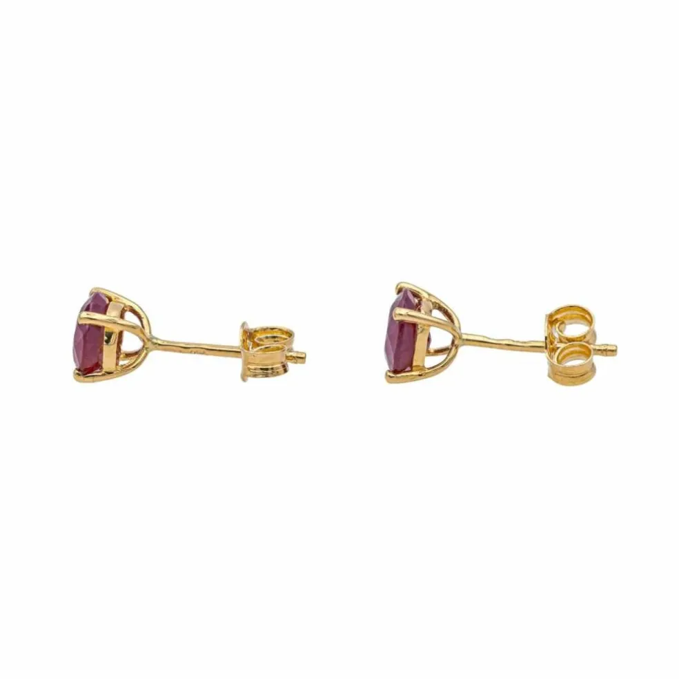 Boucles d'oreilles Puces Or jaune Rubis