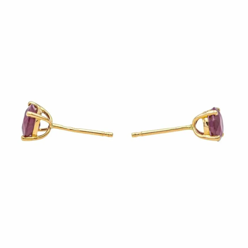 Boucles d'oreilles Puces Or jaune Rubis