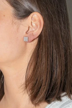 Boucles d'oreilles Puces Or blanc Diamant