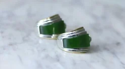 Boucles d'oreilles puiforcat par andré vassort jade sur or jaune et argent