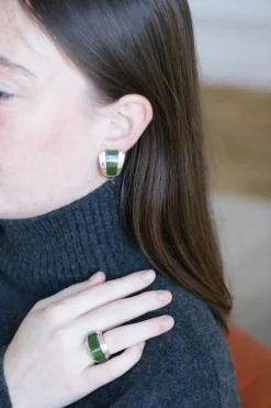 Boucles d'oreilles puiforcat par andré vassort jade sur or jaune et argent