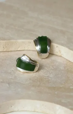 Boucles d'oreilles puiforcat par andré vassort jade sur or jaune et argent