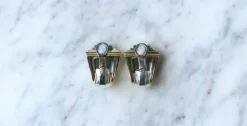 Boucles d'oreilles puiforcat par andré vassort jade sur or jaune et argent