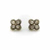 Boucles d'oreilles quadrilobe en or, diamants et perles taille ancienne mine