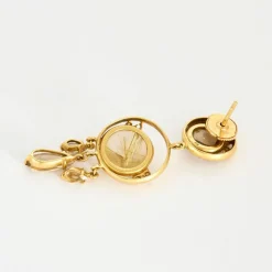 Boucles d'oreilles quartz cheveux de Vénus citrines diamants