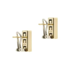 Boucles d'oreilles rectangulaires en or jaune et blanc avec diamants