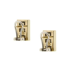 Boucles d'oreilles rectangulaires en or jaune et blanc avec diamants