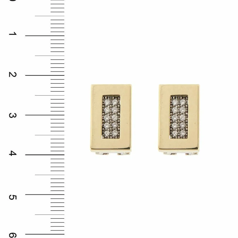 Boucles d'oreilles rectangulaires en or jaune et blanc avec diamants