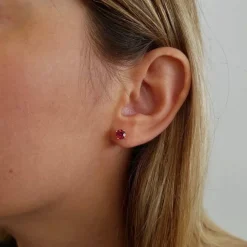 Boucles d'oreilles rhodolites or rose